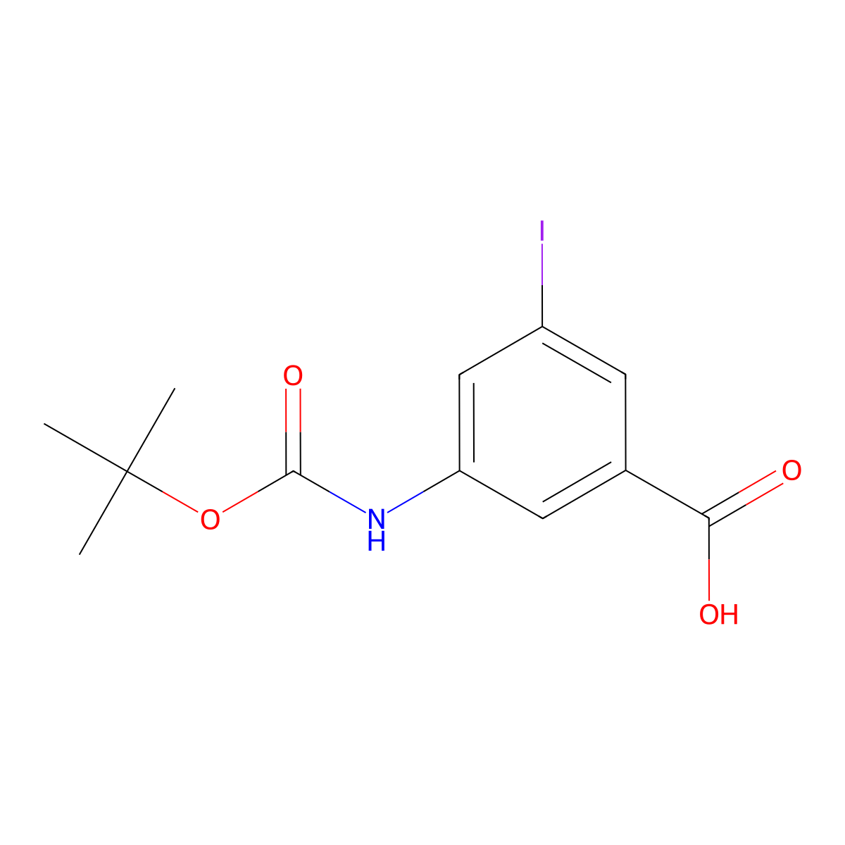 3-[(Tert-butoxycarbonyl)amino]-5-iodobenzoic acid molecular structure, CAS 337973-06-5