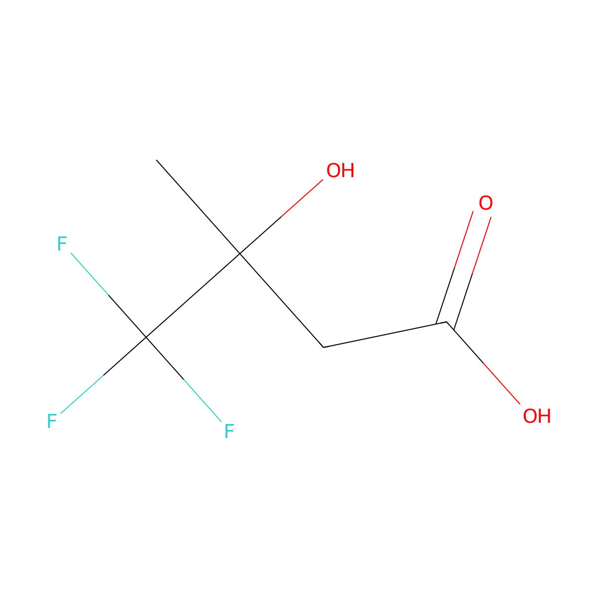 4,4,4-Trifluoro-3-hydroxy-3-methylbutanoic acid molecular structure, CAS 338-03-4