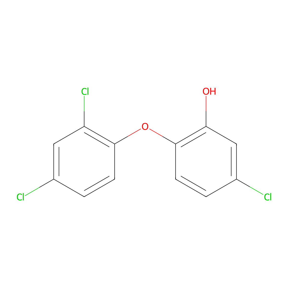 Triclosan molecular structure, CAS 3380-34-5