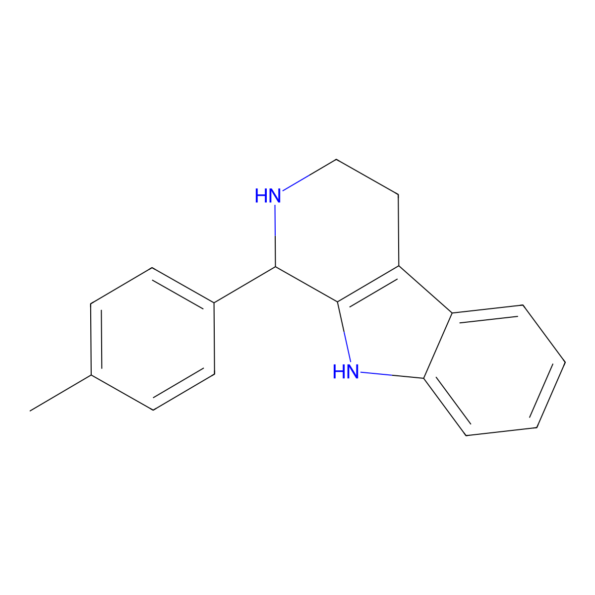 1-(4-methylphenyl)-2,3,4,9-tetrahydro-1H-pyrido[3,4-b]indole molecular structure, CAS 3380-71-0