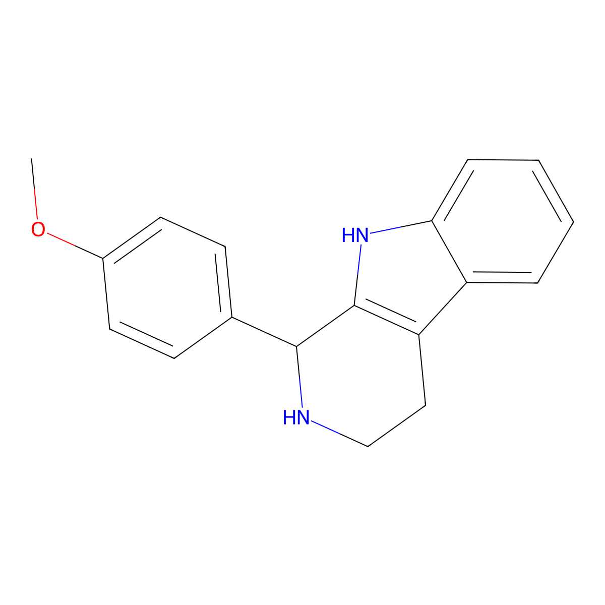 1-(4-methoxyphenyl)-2,3,4,9-tetrahydro-1H-pyrido[3,4-b]indole molecular structure, CAS 3380-73-2