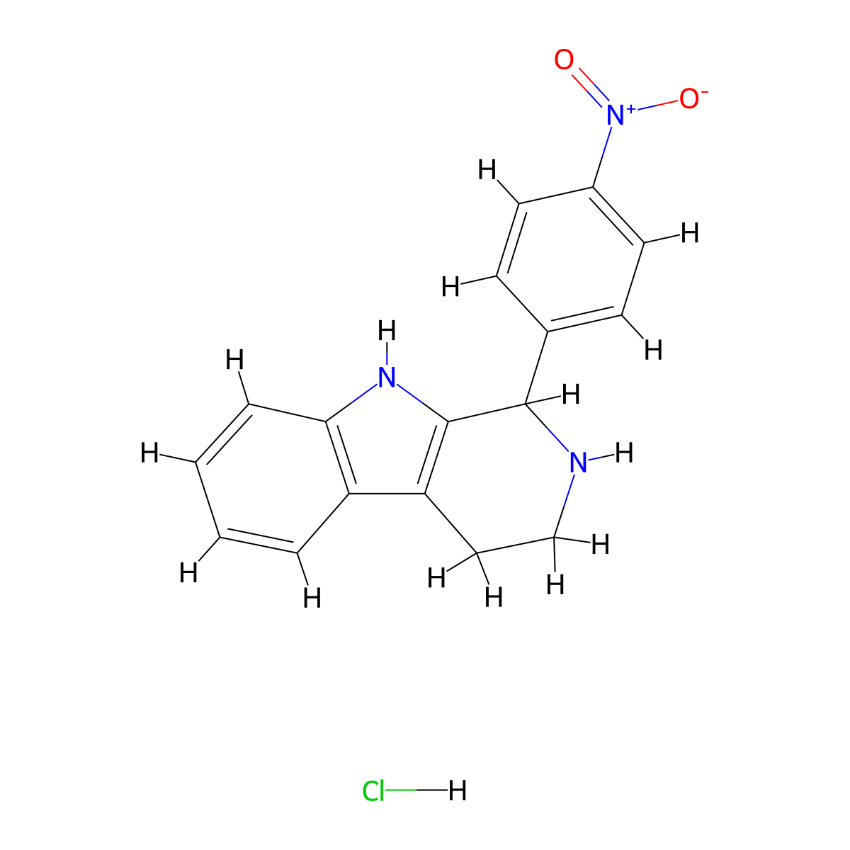 1-(4-nitrophenyl)-2,3,4,9-tetrahydro-1H-beta-carboline hydrochloride molecular structure, CAS 3380-77-6