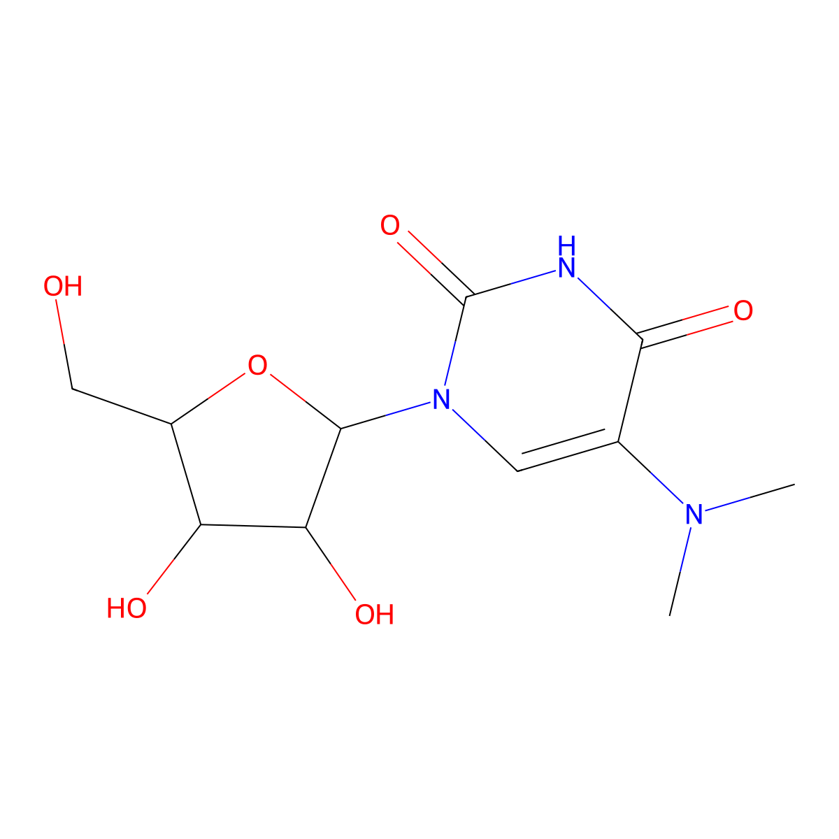 1-[3,4-Dihydroxy-5-(hydroxymethyl)oxolan-2-yl]-5-(dimethylamino)pyrimidine-2,4-dione molecular structure, CAS 33805-45-7