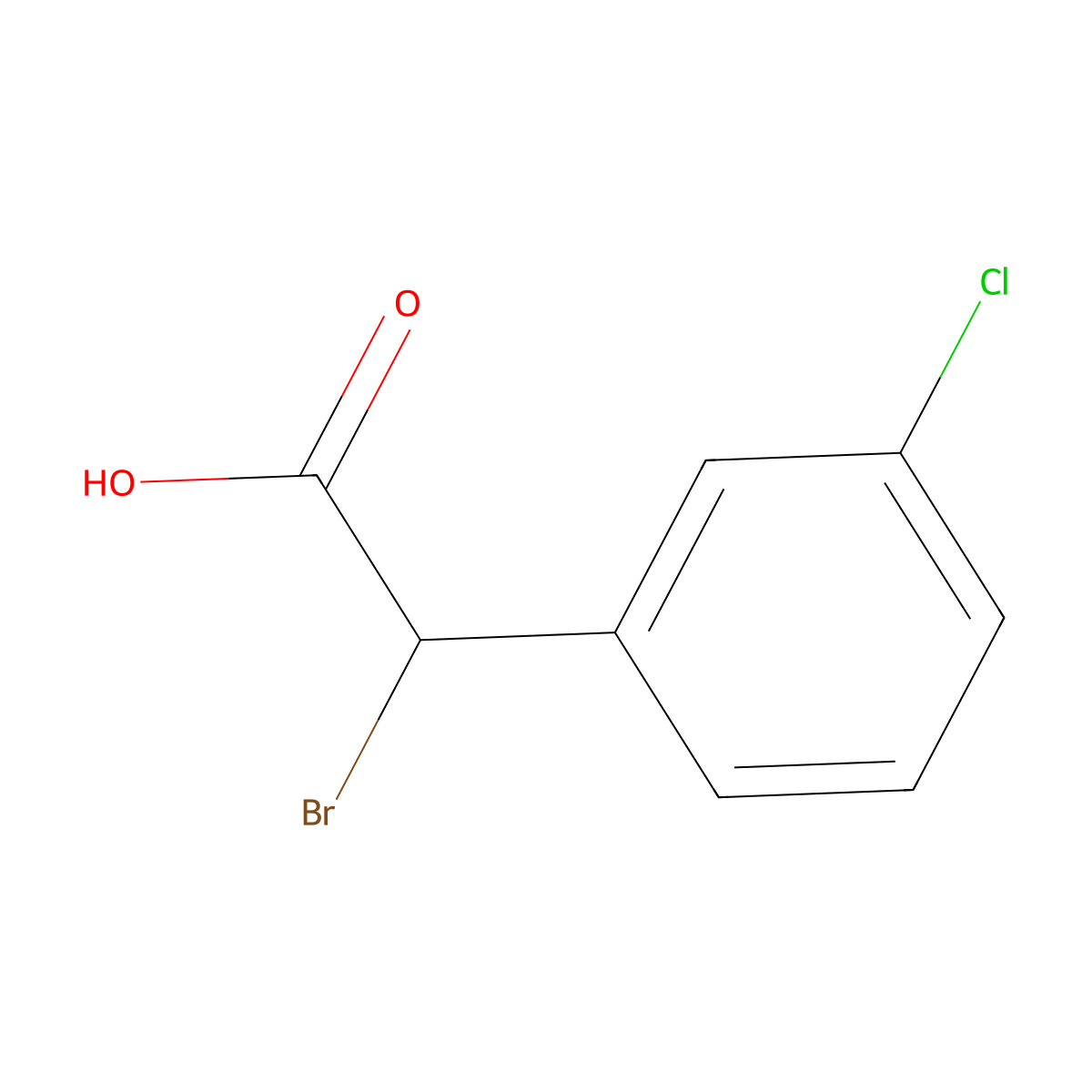 2-Bromo-2-(3-chlorophenyl)acetic acid molecular structure, CAS 3381-74-6