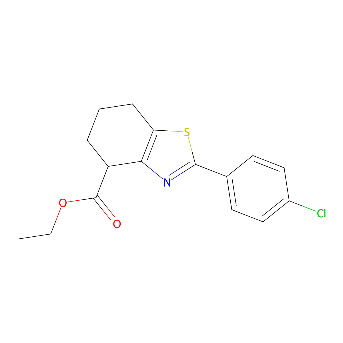 Ethyl 2-(4-chlorophenyl)-4,5,6,7-tetrahydro-1,3-benzothiazole-4-carboxylate molecular structure, CAS 33814-67-4