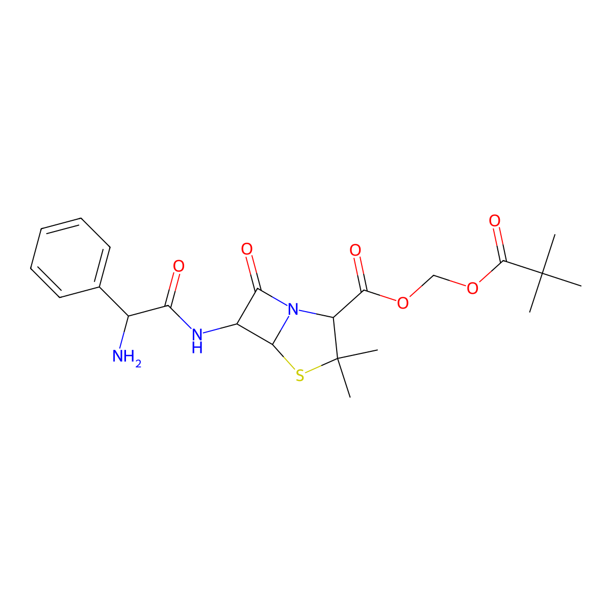 Pivampicillin molecular structure, CAS 33817-20-8