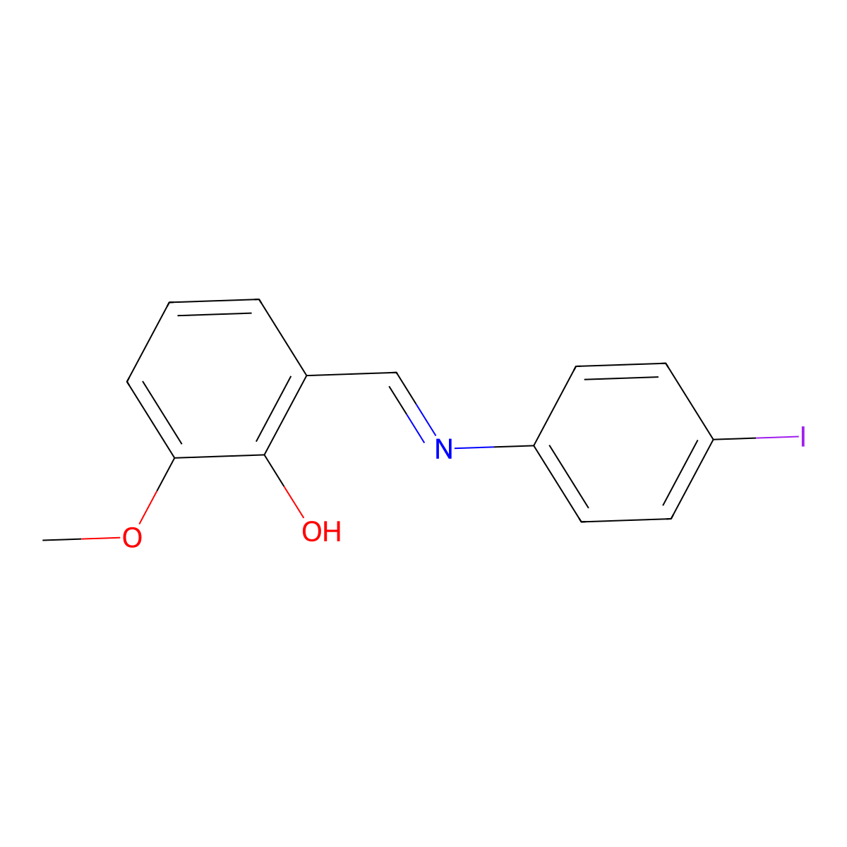 2-(((4-Iodophenyl)imino)methyl)-6-methoxyphenol molecular structure, CAS 3382-68-1