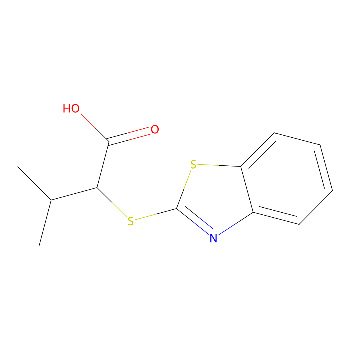 2-(1,3-Benzothiazol-2-ylsulfanyl)-3-methylbutanoic acid molecular structure, CAS 3383-64-0