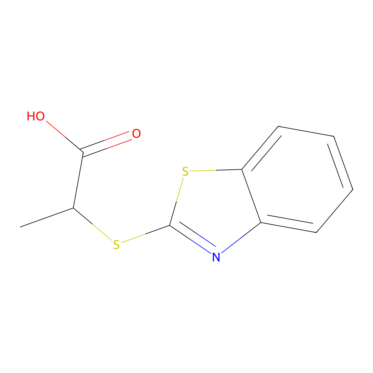 2-(1,3-Benzothiazol-2-ylsulfanyl)propanoic acid molecular structure, CAS 3383-66-2