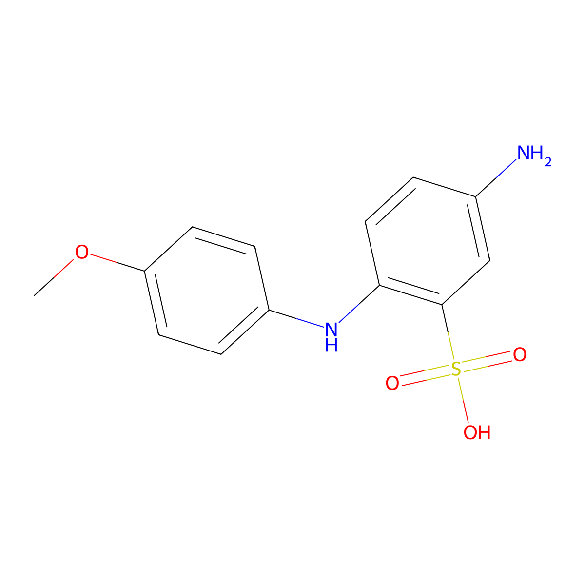 5-Amino-2-(p-methoxyanilino)benzenesulphonic acid molecular structure, CAS 33836-66-7