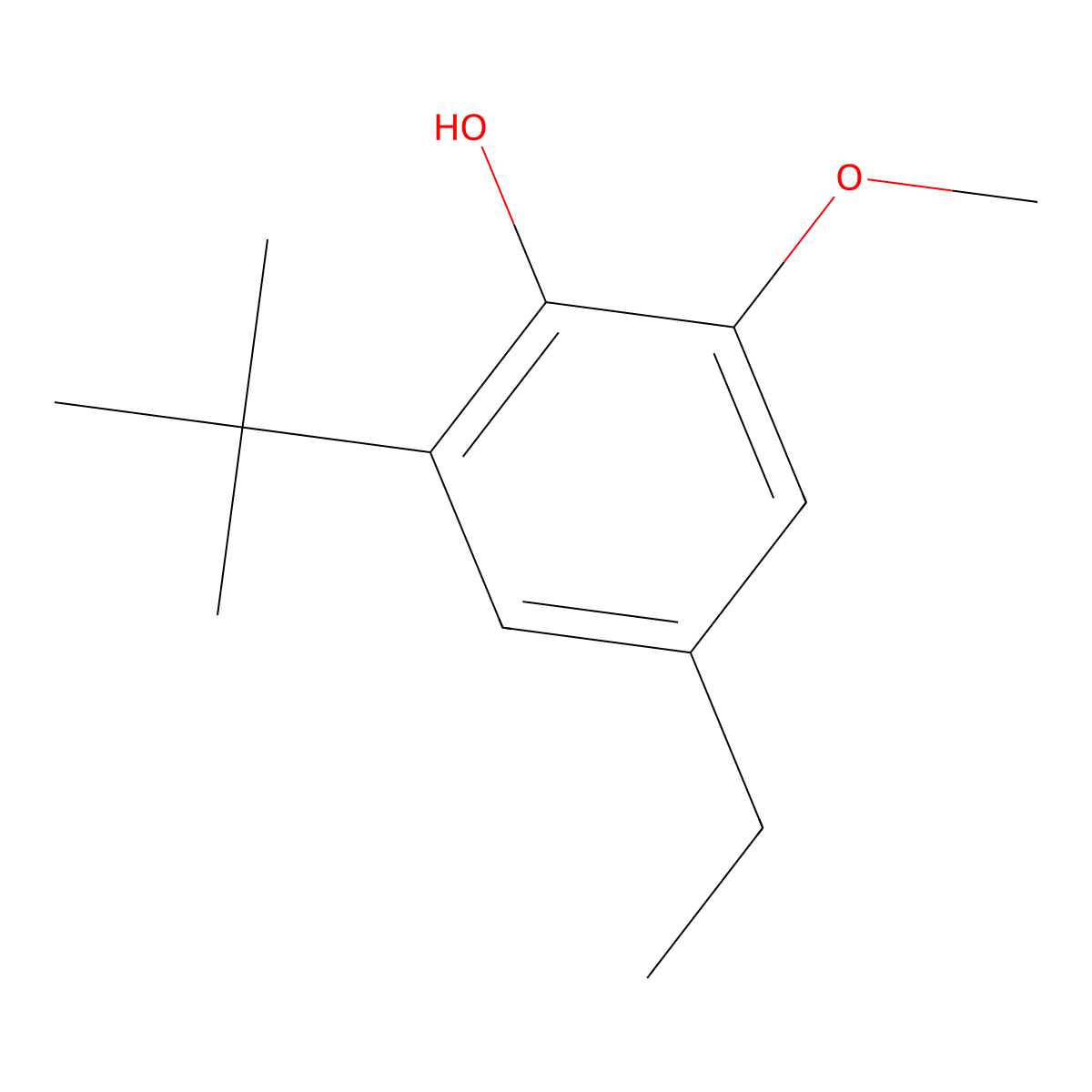 2-(tert-Butyl)-4-ethyl-6-methoxyphenol molecular structure, CAS 33837-78-4