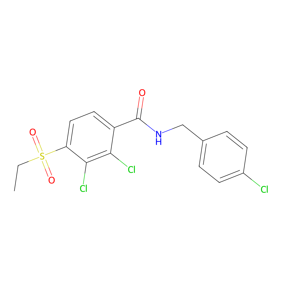 2,3-dichloro-N-(4-chlorobenzyl)-4-(ethylsulfonyl)benzenecarboxamide molecular structure, CAS 338391-81-4