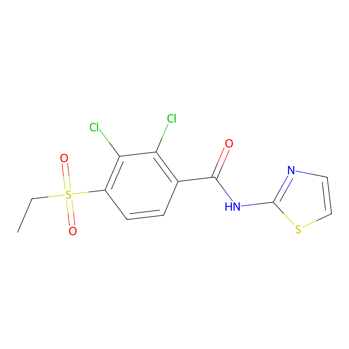 2,3-dichloro-4-(ethylsulfonyl)-N-(1,3-thiazol-2-yl)benzenecarboxamide molecular structure, CAS 338391-83-6