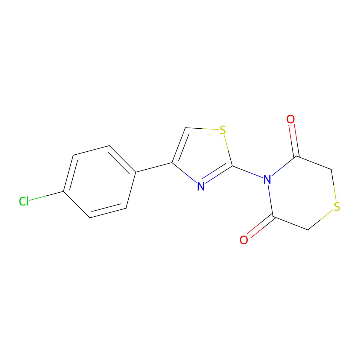 4-[4-(4-Chlorophenyl)-1,3-thiazol-2-yl]thiomorpholine-3,5-dione molecular structure, CAS 338391-86-9