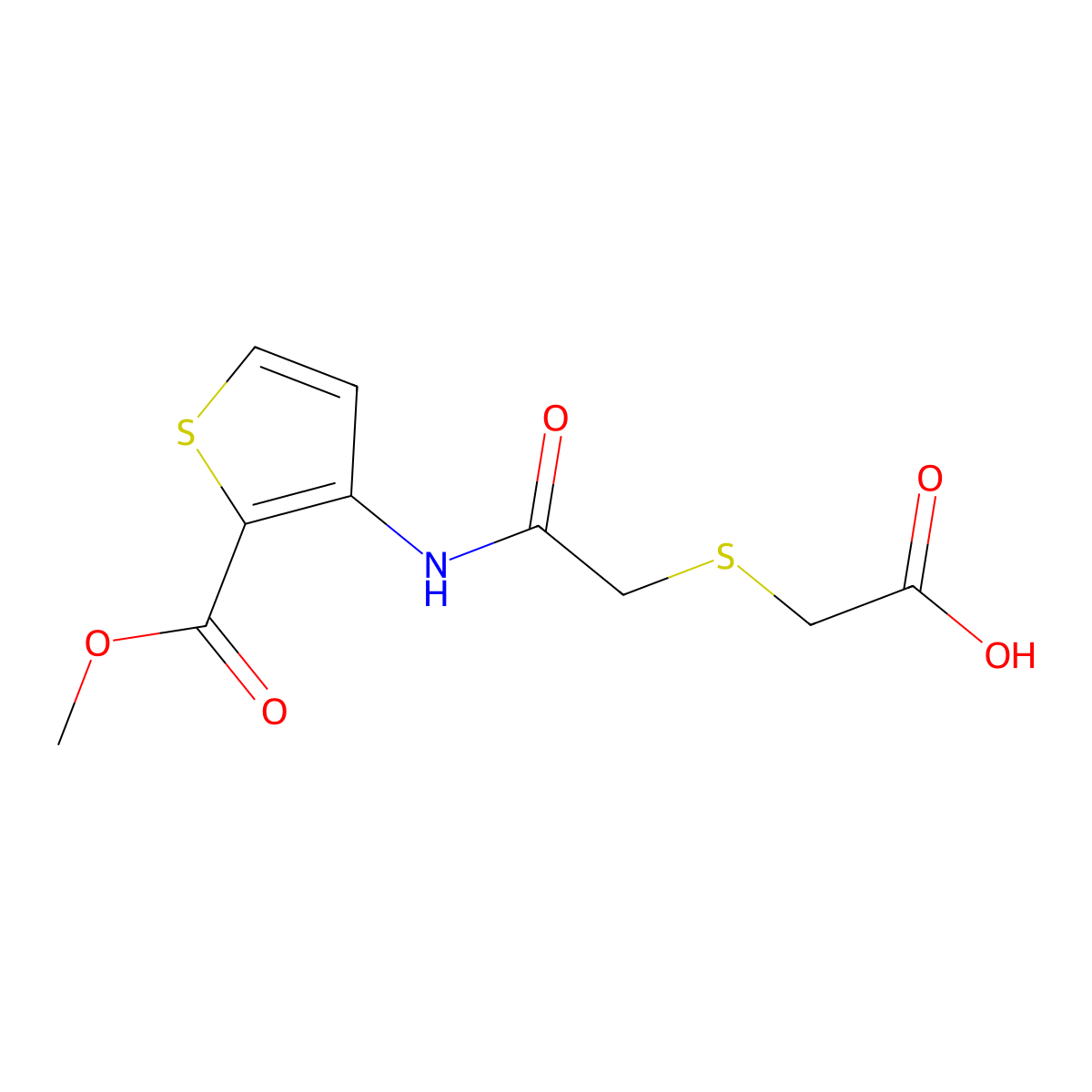 2-[({[2-(Methoxycarbonyl)thiophen-3-yl]carbamoyl}methyl)sulfanyl]acetic acid molecular structure, CAS 338391-87-0