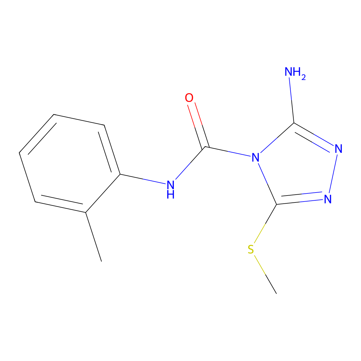 3-amino-N-(2-methylphenyl)-5-(methylsulfanyl)-4H-1,2,4-triazole-4-carboxamide molecular structure, CAS 338391-95-0