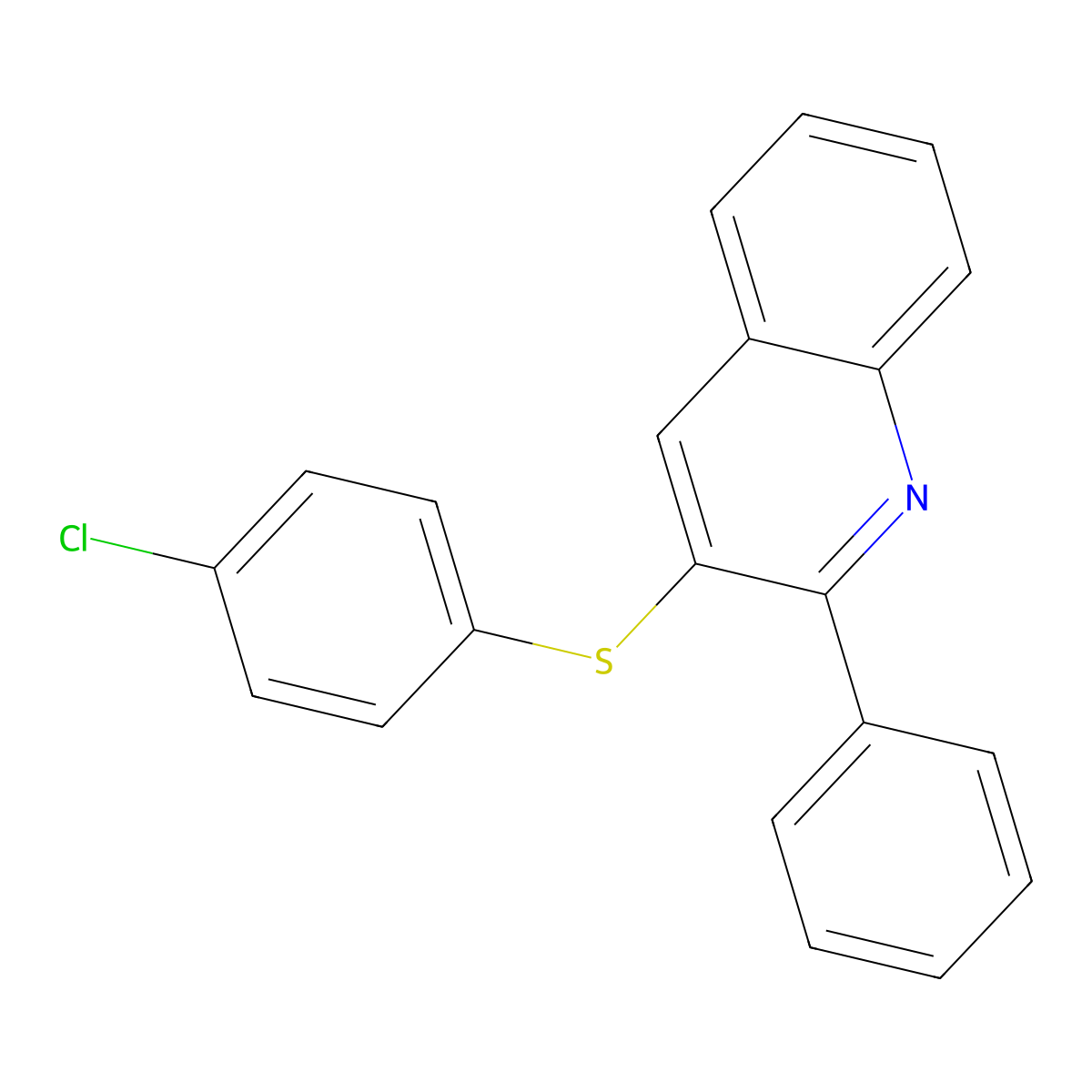 4-Chlorophenyl 2-phenyl-3-quinolinyl sulfide molecular structure, CAS 338391-98-3