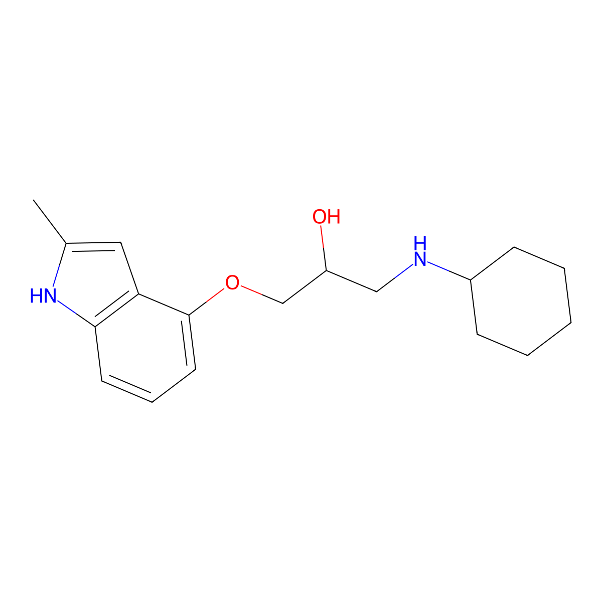 1-(cyclohexylamino)-3-[(2-methyl-1H-indol-4-yl)oxy]propan-2-ol molecular structure, CAS 338392-09-9