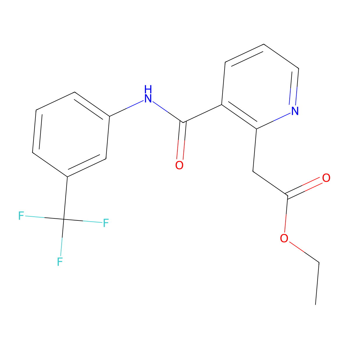 Ethyl 2-(3-{[3-(trifluoromethyl)anilino]carbonyl}-2-pyridinyl)acetate molecular structure, CAS 338392-12-4