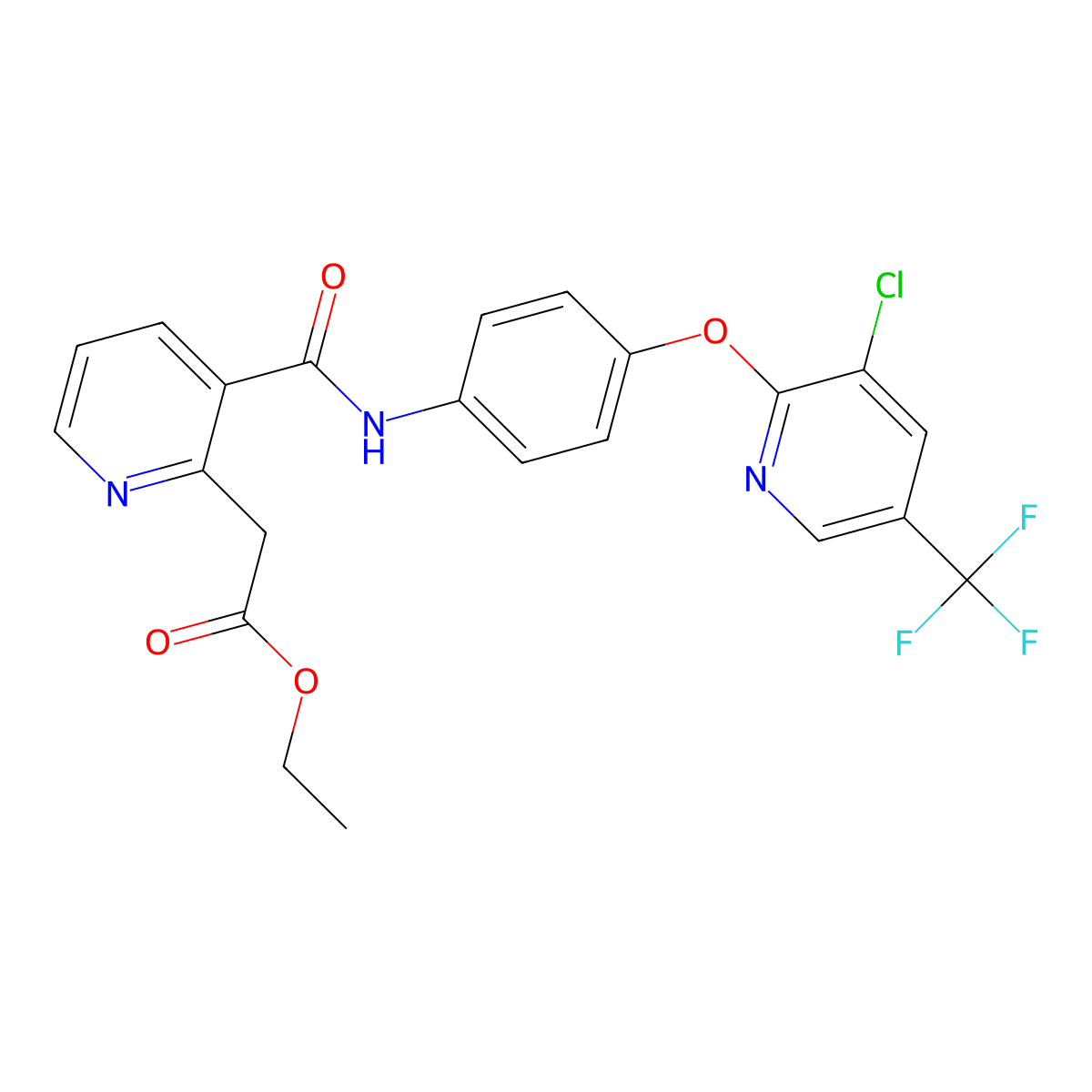 Ethyl 2-[3-[[4-[3-chloro-5-(trifluoromethyl)pyridin-2-yl]oxyphenyl]carbamoyl]pyridin-2-yl]acetate molecular structure, CAS 338392-15-7