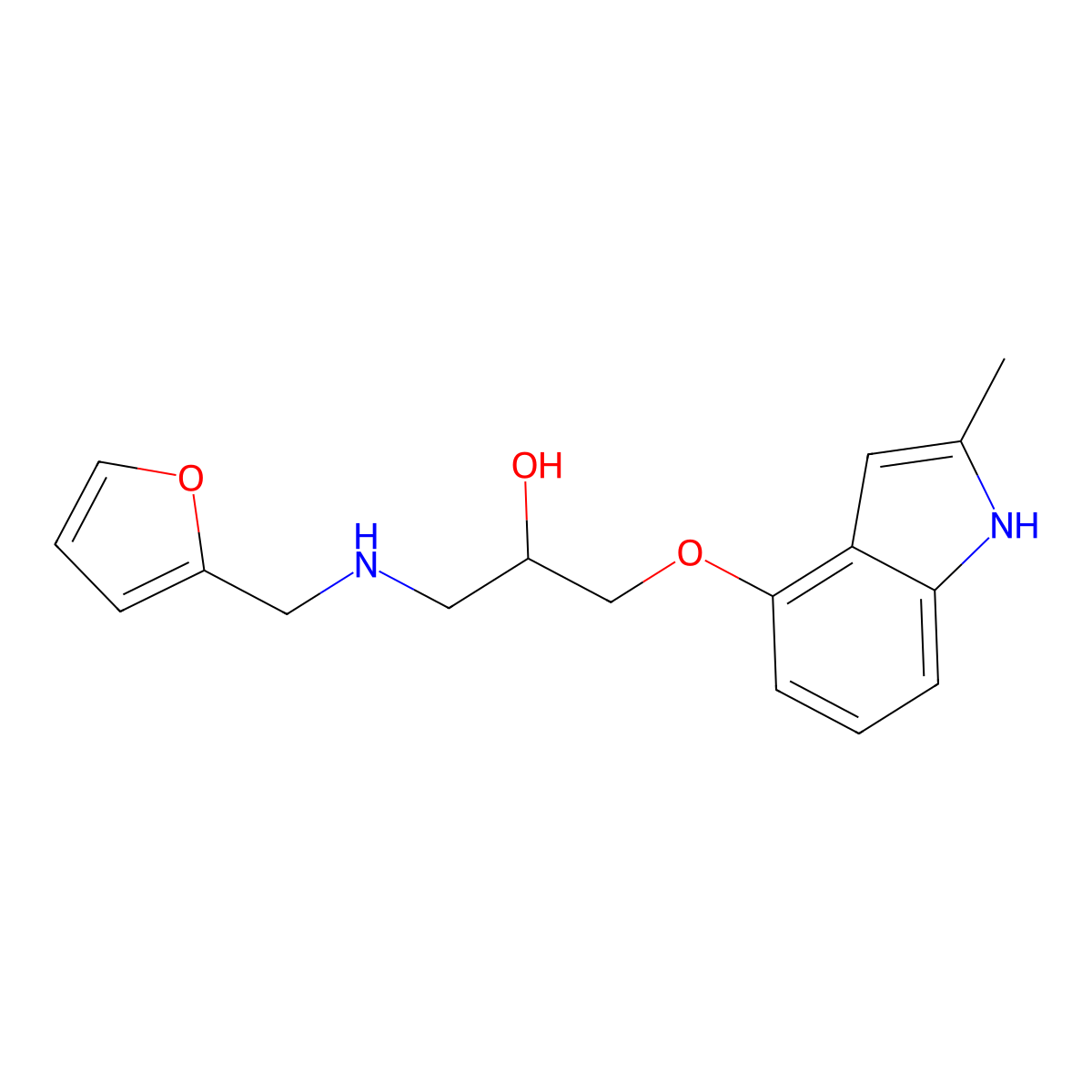 1-[(2-furylmethyl)amino]-3-[(2-methyl-1H-indol-4-yl)oxy]-2-propanol molecular structure, CAS 338392-17-9