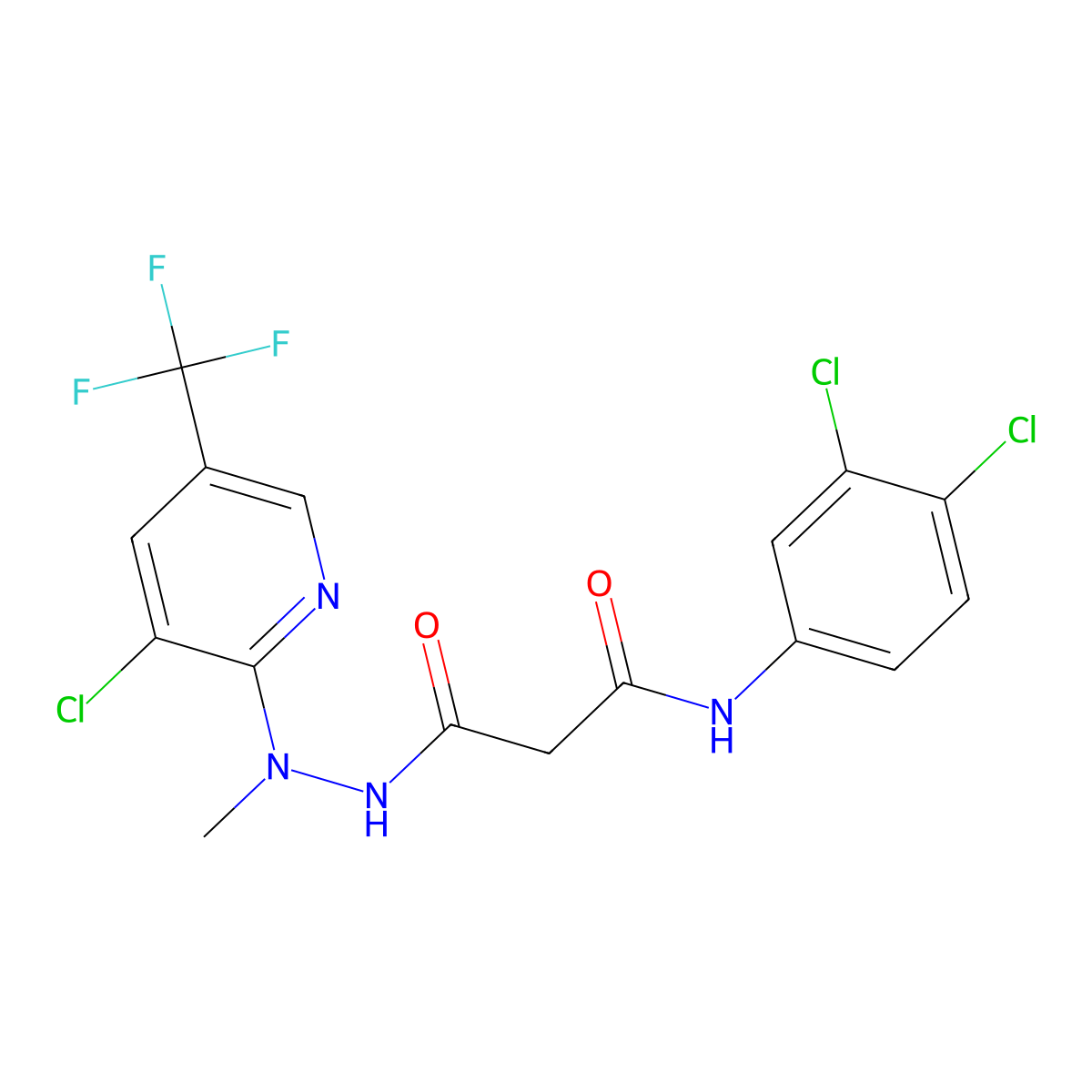 3-[2-[3-chloro-5-(trifluoromethyl)pyridin-2-yl]-2-methylhydrazinyl]-N-(3,4-dichlorophenyl)-3-oxopropanamide molecular structure, CAS 338392-27-1