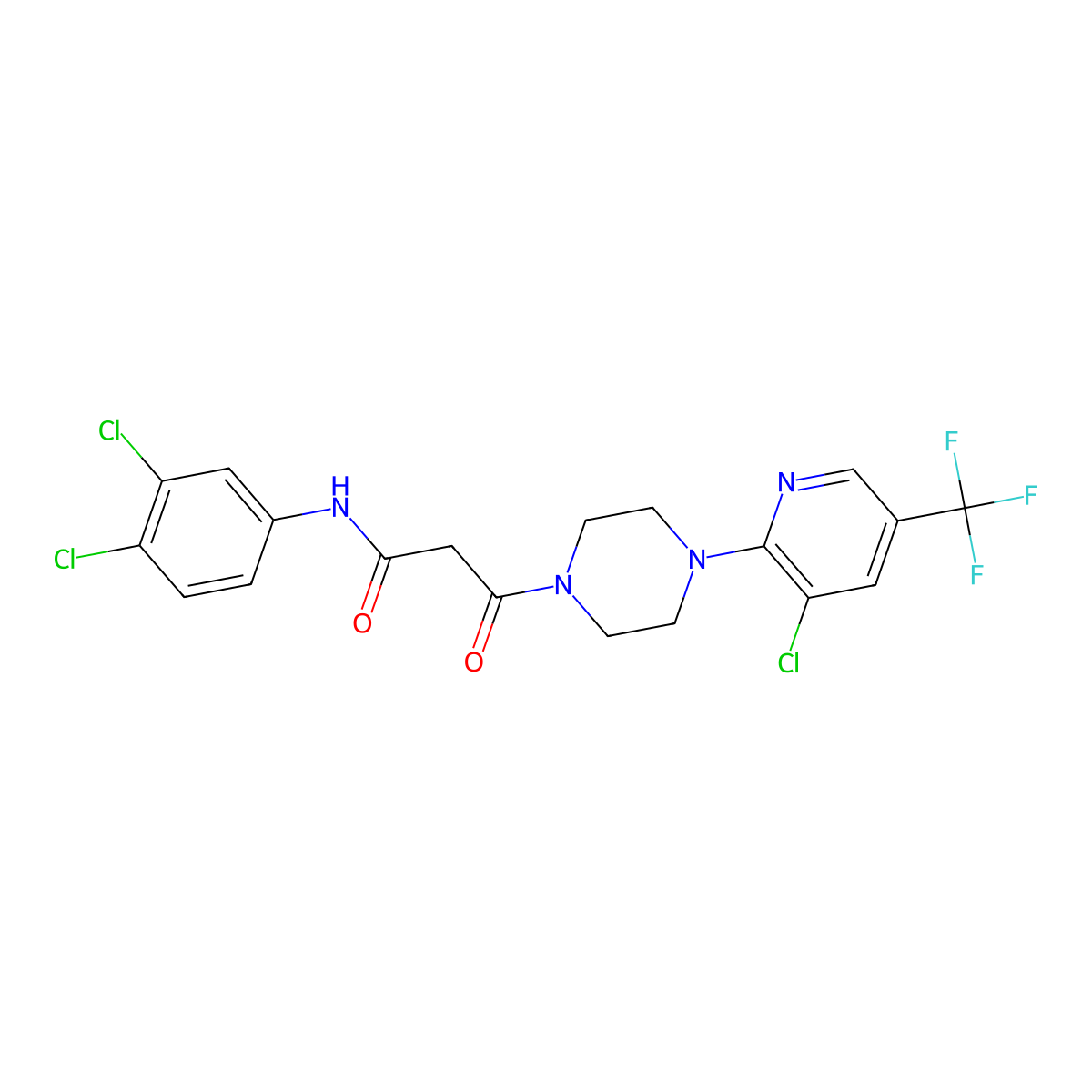 3-{4-[3-chloro-5-(trifluoromethyl)-2-pyridinyl]piperazino}-N-(3,4-dichlorophenyl)-3-oxopropanamide molecular structure, CAS 338392-28-2