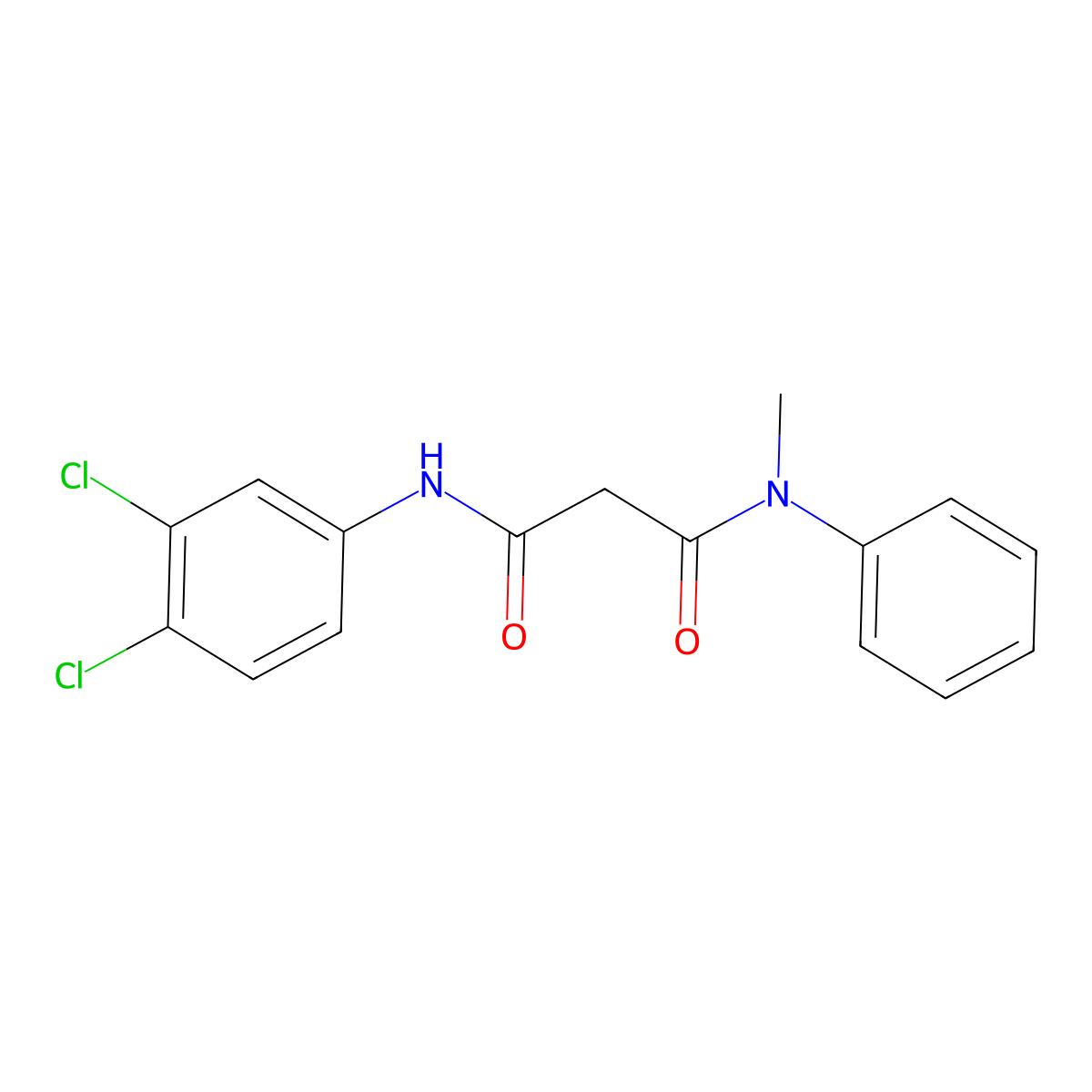 N-(3,4-dichlorophenyl)-N'-methyl-N'-phenylpropanediamide molecular structure, CAS 338392-29-3