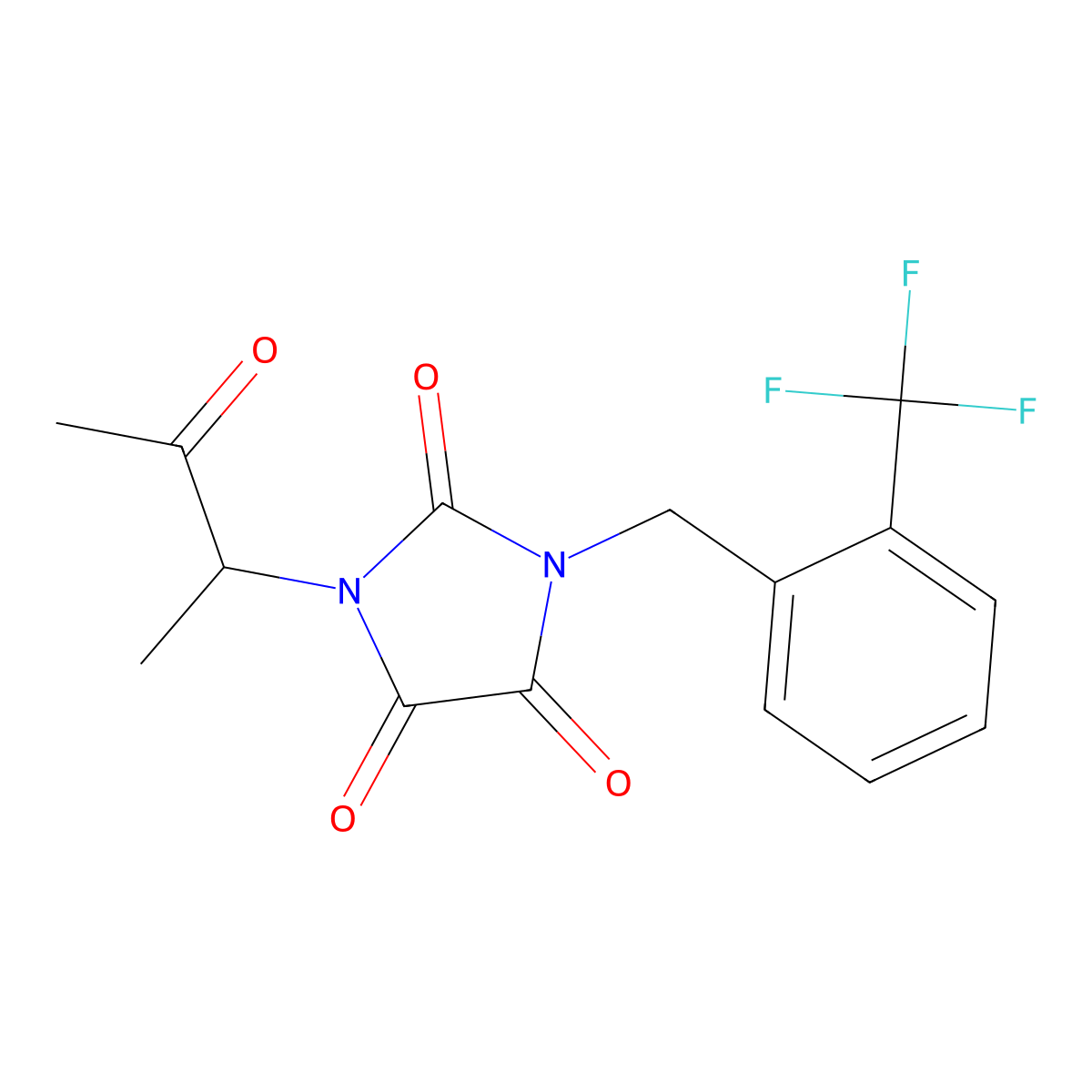 1-(1-methyl-2-oxopropyl)-3-[2-(trifluoromethyl)benzyl]-1H-imidazole-2,4,5(3H)-trione molecular structure, CAS 338392-45-3
