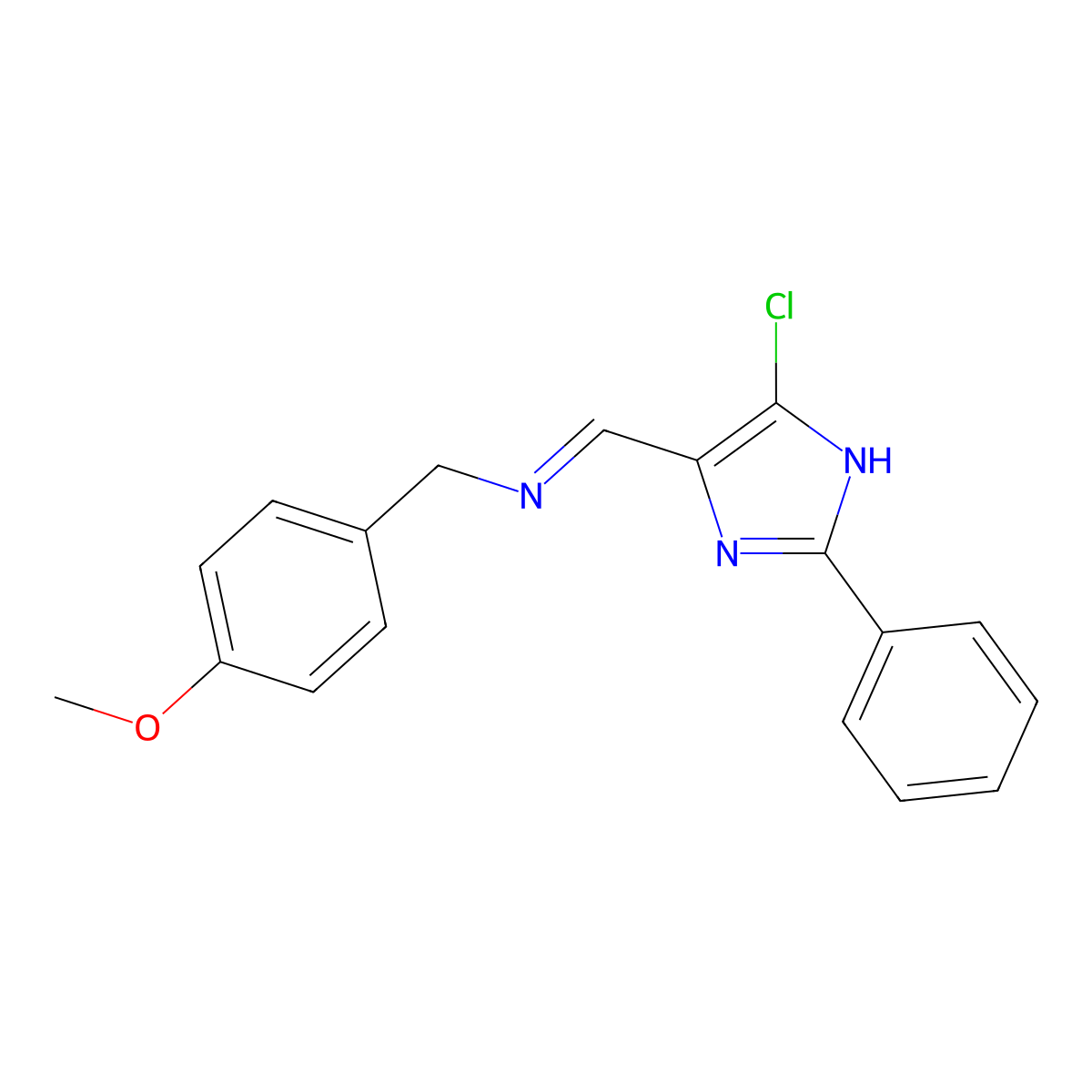 N-[(5-chloro-2-phenyl-1H-imidazol-4-yl)methylene](4-methoxyphenyl)methanamine molecular structure, CAS 338392-68-0