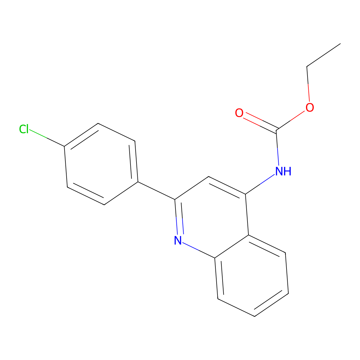 ethyl N-[2-(4-chlorophenyl)quinolin-4-yl]carbamate molecular structure, CAS 338392-75-9