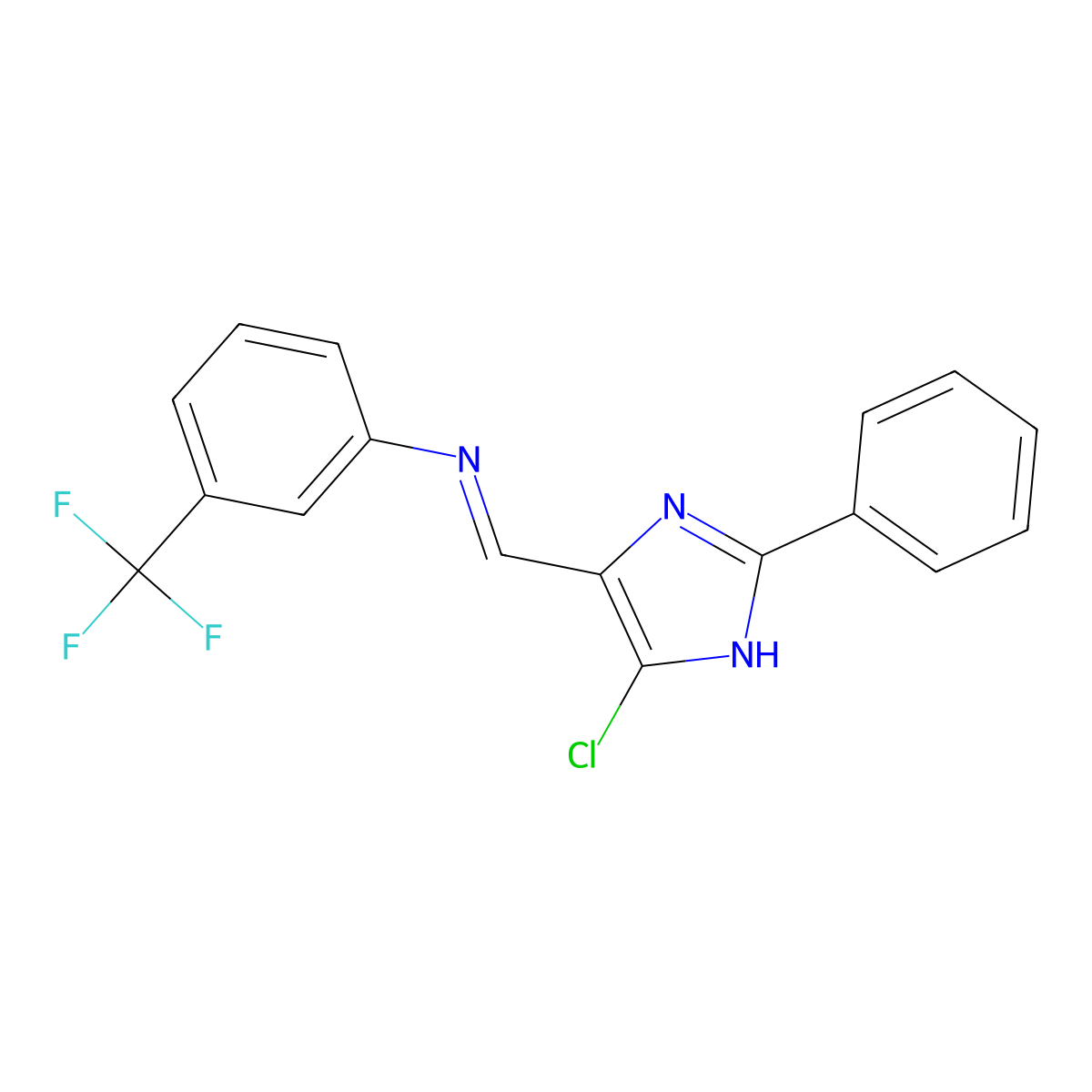 N-[(5-chloro-2-phenyl-1H-imidazol-4-yl)methylene]-3-(trifluoromethyl)aniline molecular structure, CAS 338392-78-2