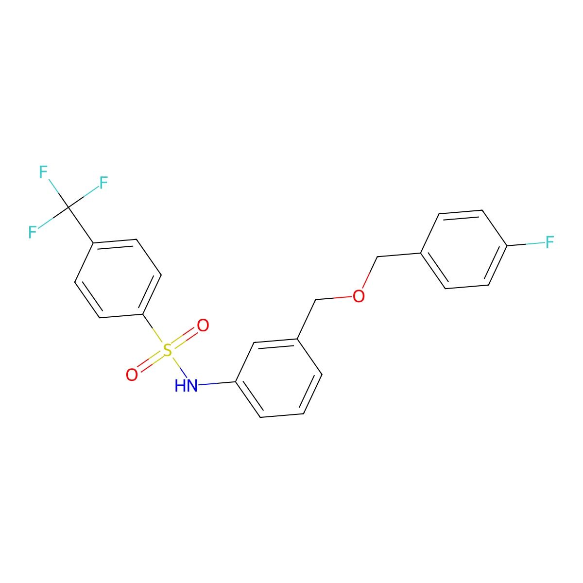 N-(3-{[(4-fluorobenzyl)oxy]methyl}phenyl)-4-(trifluoromethyl)benzenesulfonamide molecular structure, CAS 338392-94-2