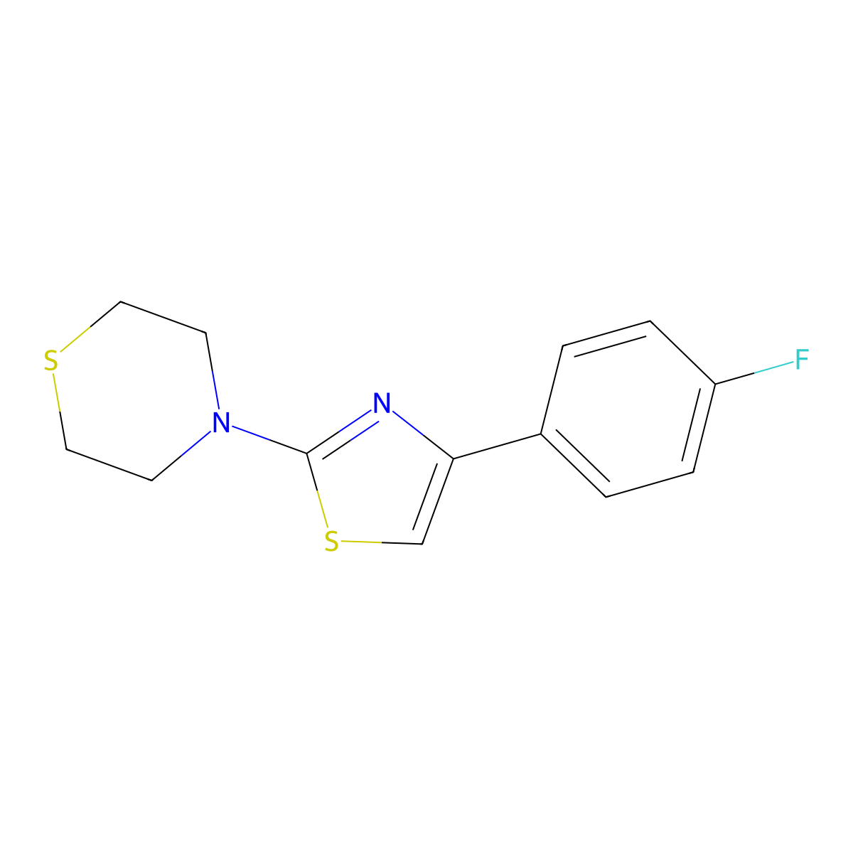 4-[4-(4-Fluorophenyl)-1,3-thiazol-2-yl]thiomorpholine molecular structure, CAS 338393-00-3