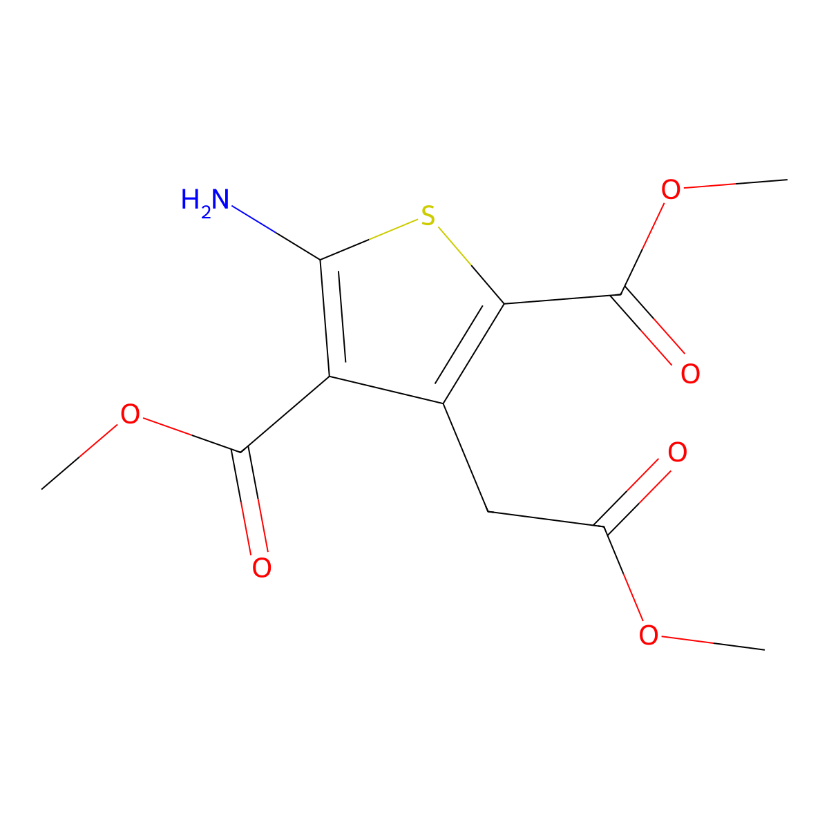 2,4-Dimethyl 5-amino-3-(2-methoxy-2-oxoethyl)thiophene-2,4-dicarboxylate molecular structure, CAS 338393-14-9