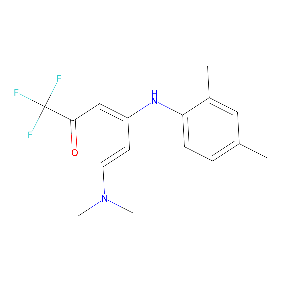 (3E,5E)-6-(dimethylamino)-4-(2,4-dimethylanilino)-1,1,1-trifluoro-3,5-hexadien-2-one molecular structure, CAS 338393-21-8