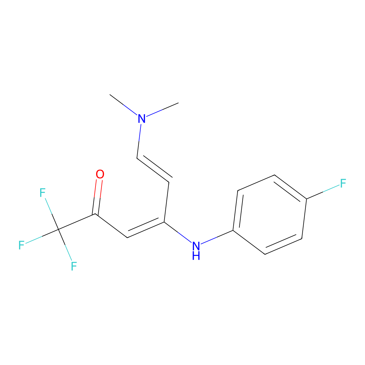 (3E,5E)-6-(dimethylamino)-1,1,1-trifluoro-4-(4-fluoroanilino)hexa-3,5-dien-2-one molecular structure, CAS 338393-25-2