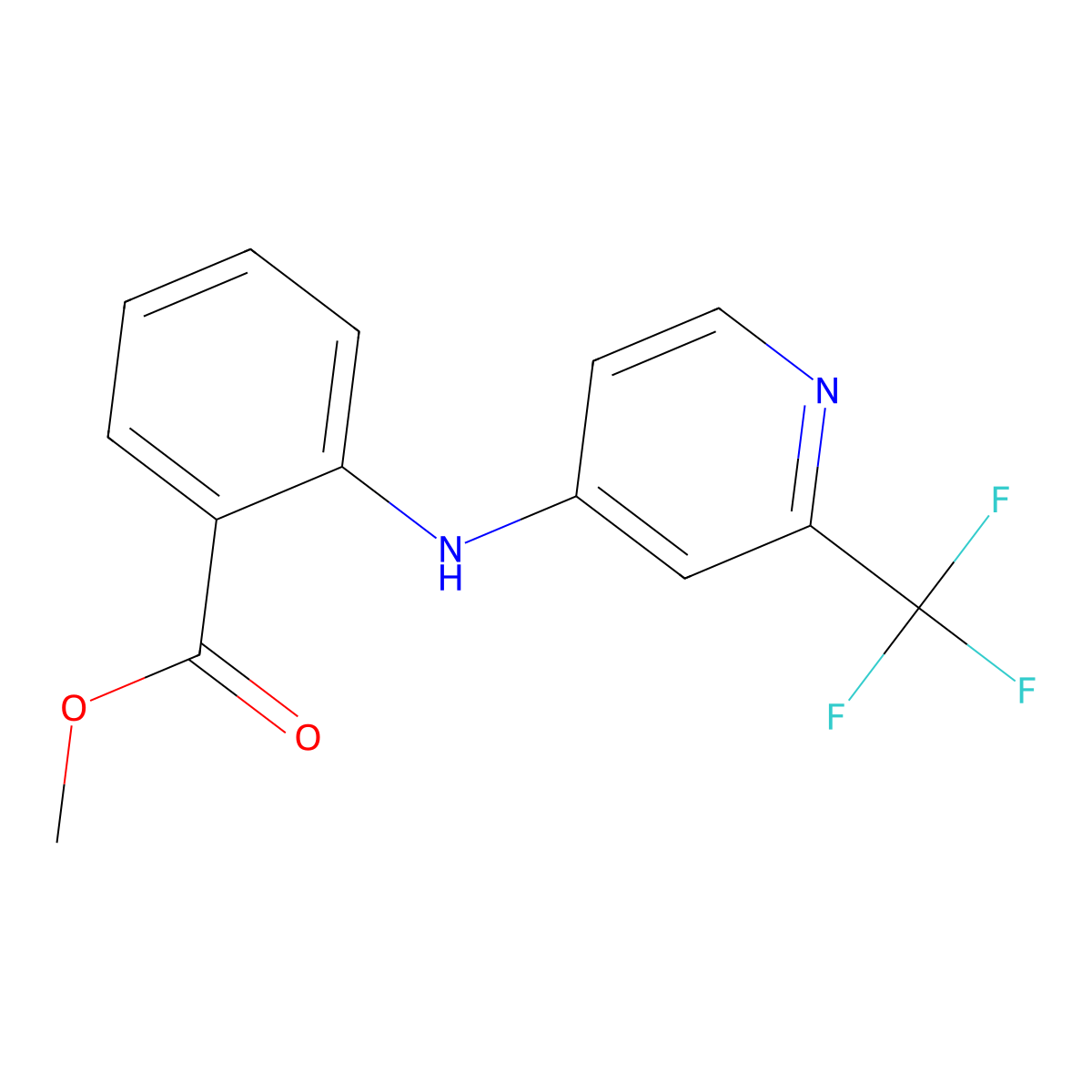 Methyl 2-{[2-(trifluoromethyl)-4-pyridinyl]amino}benzenecarboxylate molecular structure, CAS 338393-28-5