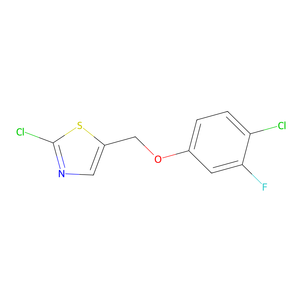2-Chloro-5-[(4-chloro-3-fluorophenoxy)methyl]-1,3-thiazole molecular structure, CAS 338393-41-2