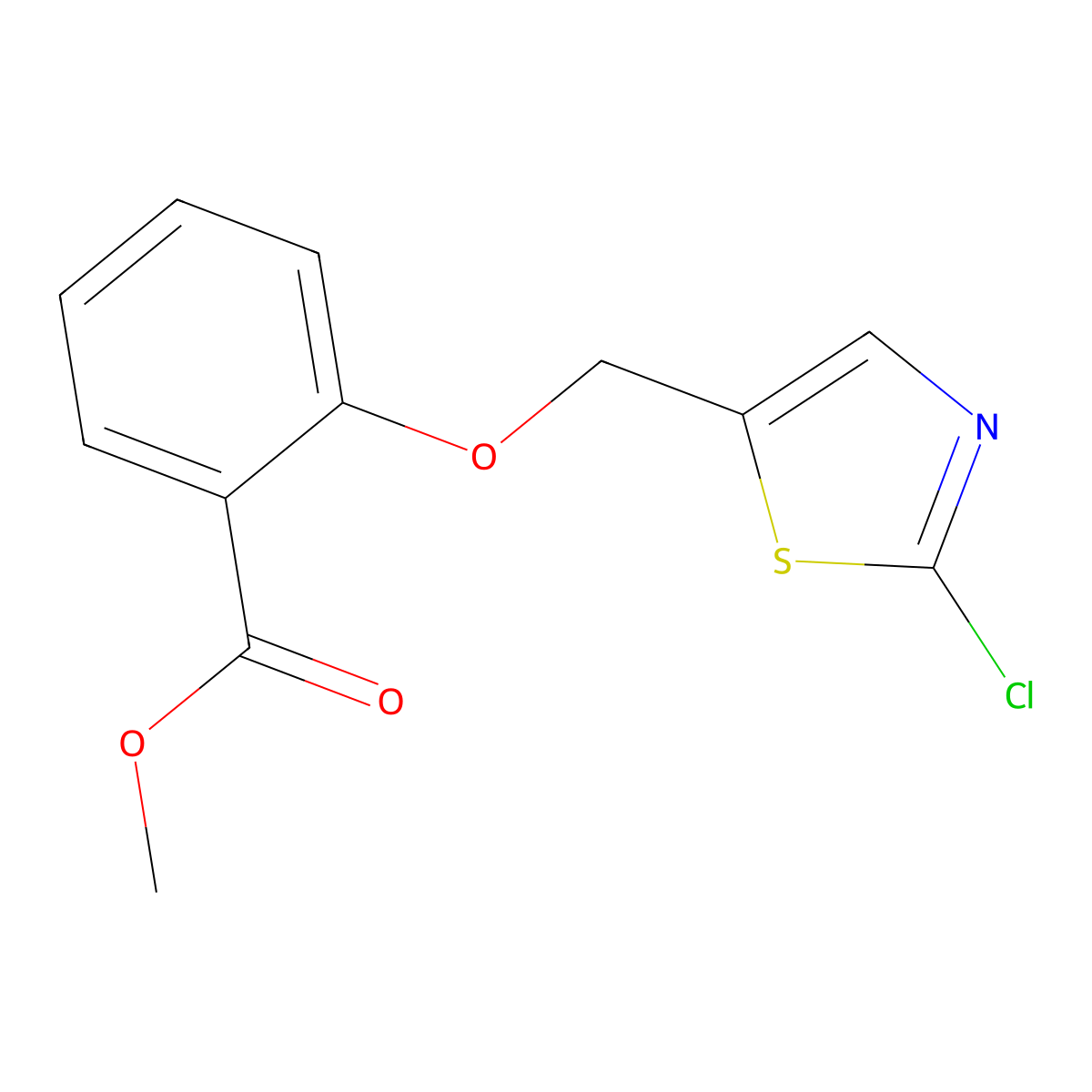 Methyl 2-[(2-chloro-1,3-thiazol-5-yl)methoxy]benzenecarboxylate molecular structure, CAS 338393-43-4