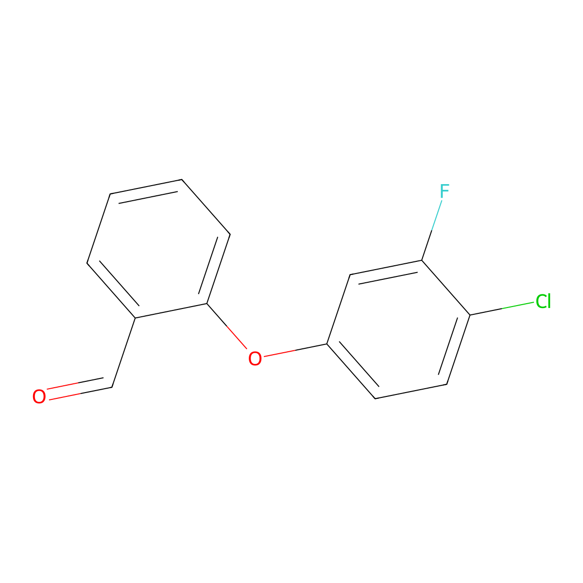 2-(4-Chloro-3-fluorophenoxy)benzenecarbaldehyde molecular structure, CAS 338393-57-0