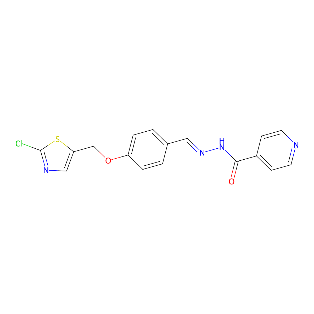 N'-((E)-{4-[(2-chloro-1,3-thiazol-5-yl)methoxy]phenyl}methylidene)isonicotinohydrazide molecular structure, CAS 338393-62-7