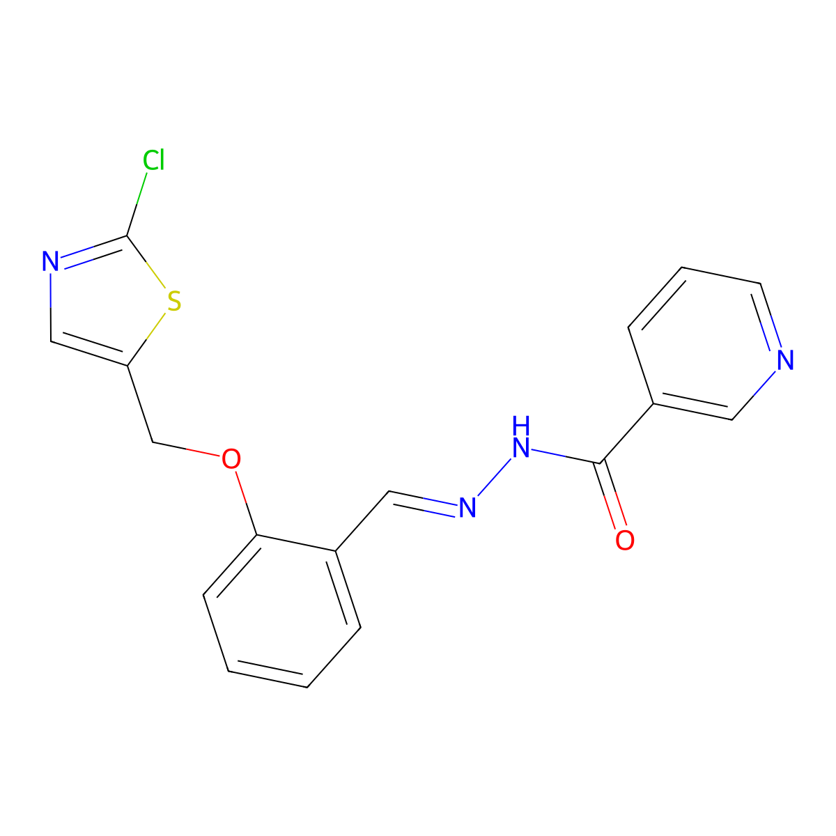 N'-((E)-{2-[(2-chloro-1,3-thiazol-5-yl)methoxy]phenyl}methylidene)nicotinohydrazide molecular structure, CAS 338393-70-7