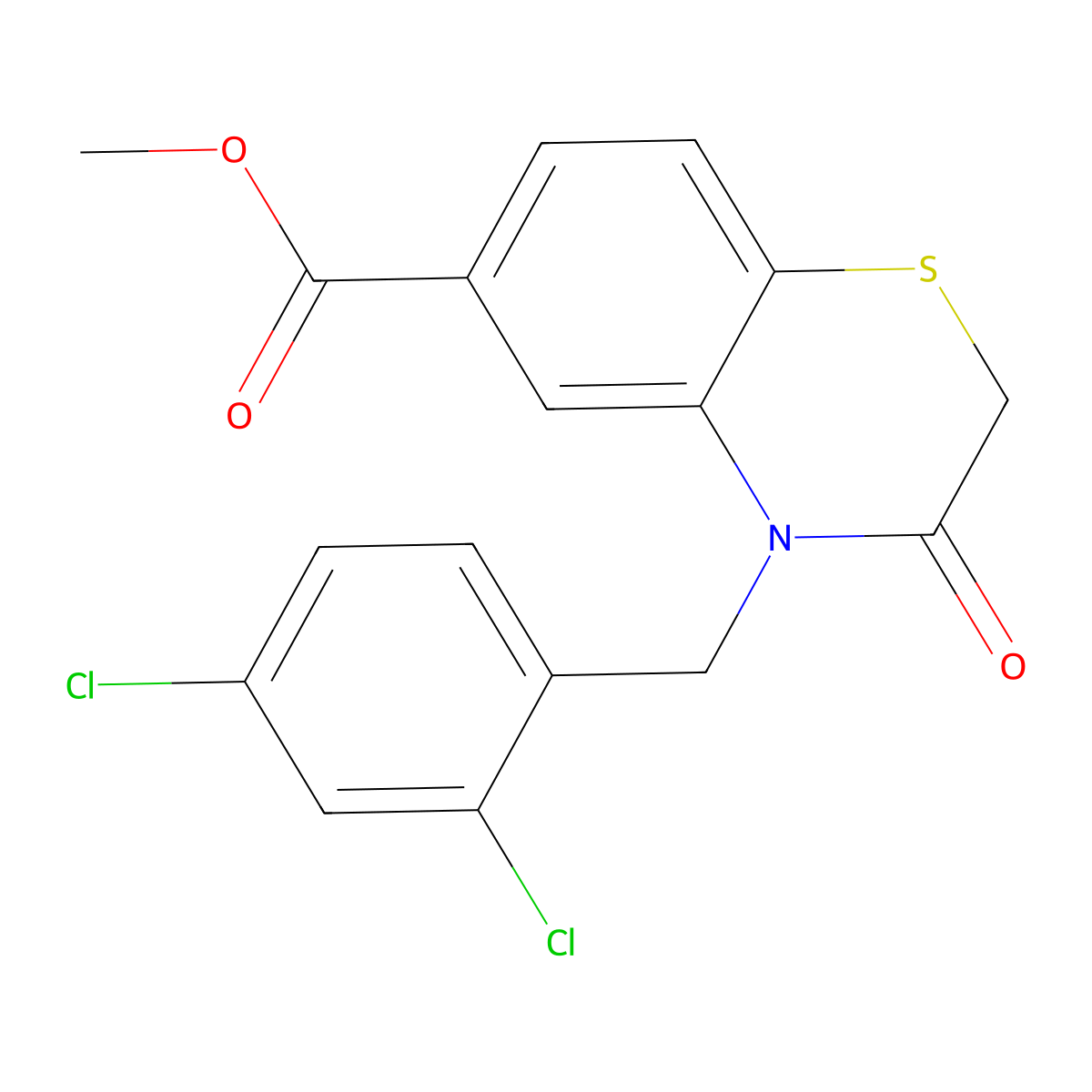 methyl 4-(2,4-dichlorobenzyl)-3-oxo-3,4-dihydro-2H-1,4-benzothiazine-6-carboxylate molecular structure, CAS 338393-80-9
