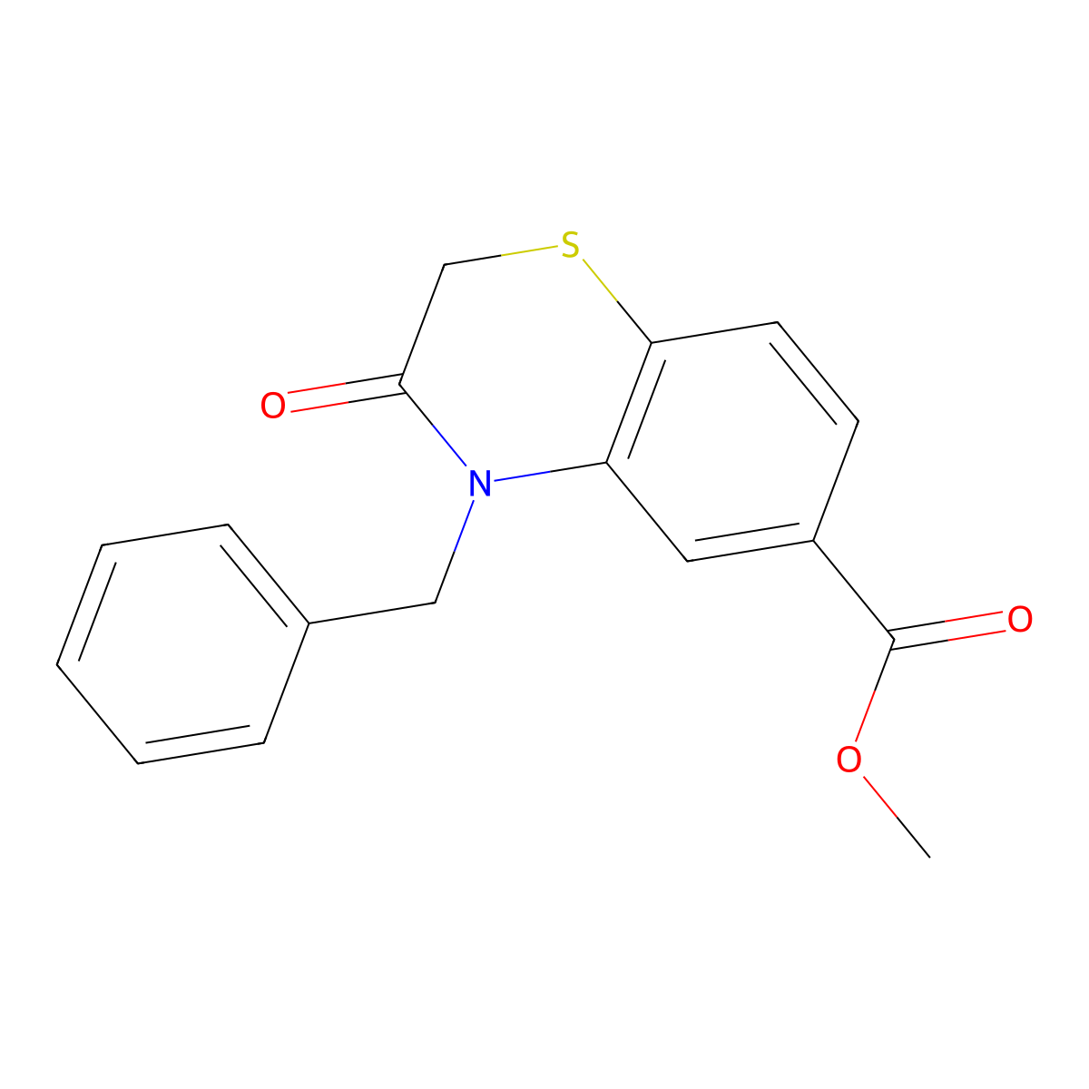 methyl 4-benzyl-3-oxo-3,4-dihydro-2H-1,4-benzothiazine-6-carboxylate molecular structure, CAS 338393-82-1