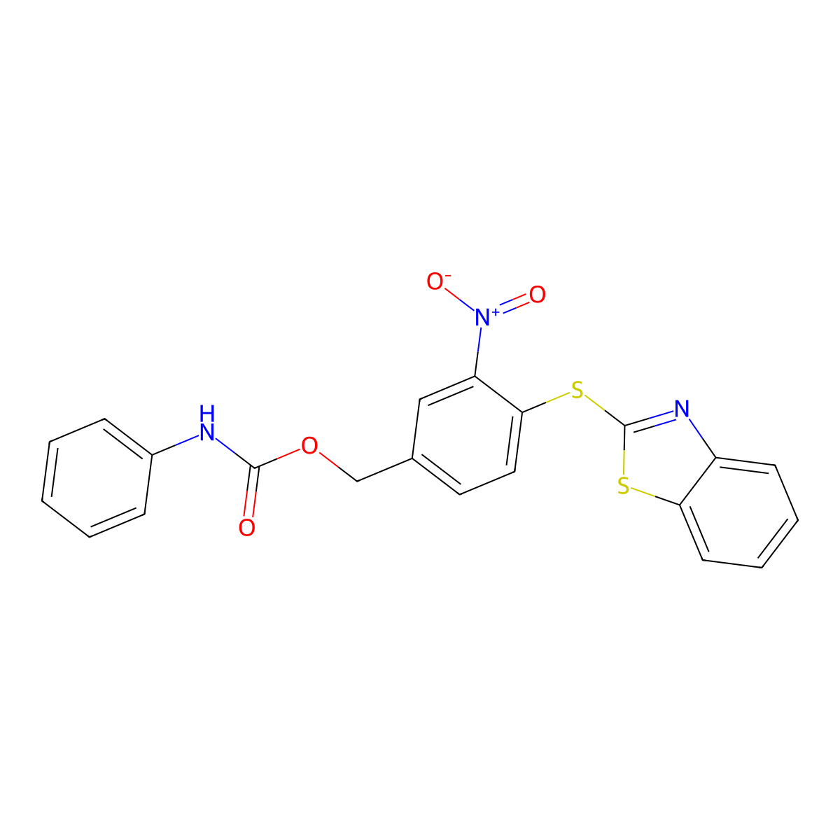 [4-(1,3-benzothiazol-2-ylsulfanyl)-3-nitrophenyl]methyl N-phenylcarbamate molecular structure, CAS 338393-85-4