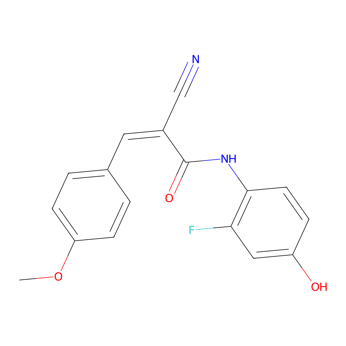 (2E)-2-cyano-N-(2-fluoro-4-hydroxyphenyl)-3-(4-methoxyphenyl)prop-2-enamide molecular structure, CAS 338393-98-9