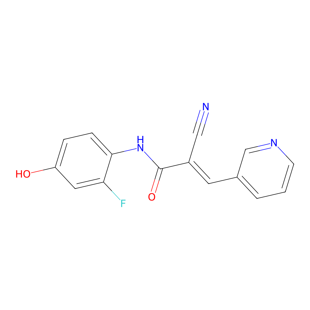 (E)-2-cyano-N-(2-fluoro-4-hydroxyphenyl)-3-(3-pyridinyl)-2-propenamide molecular structure, CAS 338393-99-0