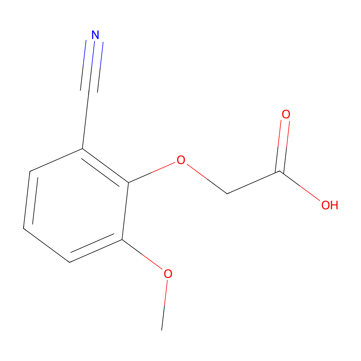 2-(2-Cyano-6-methoxyphenoxy)acetic acid molecular structure, CAS 338394-00-6