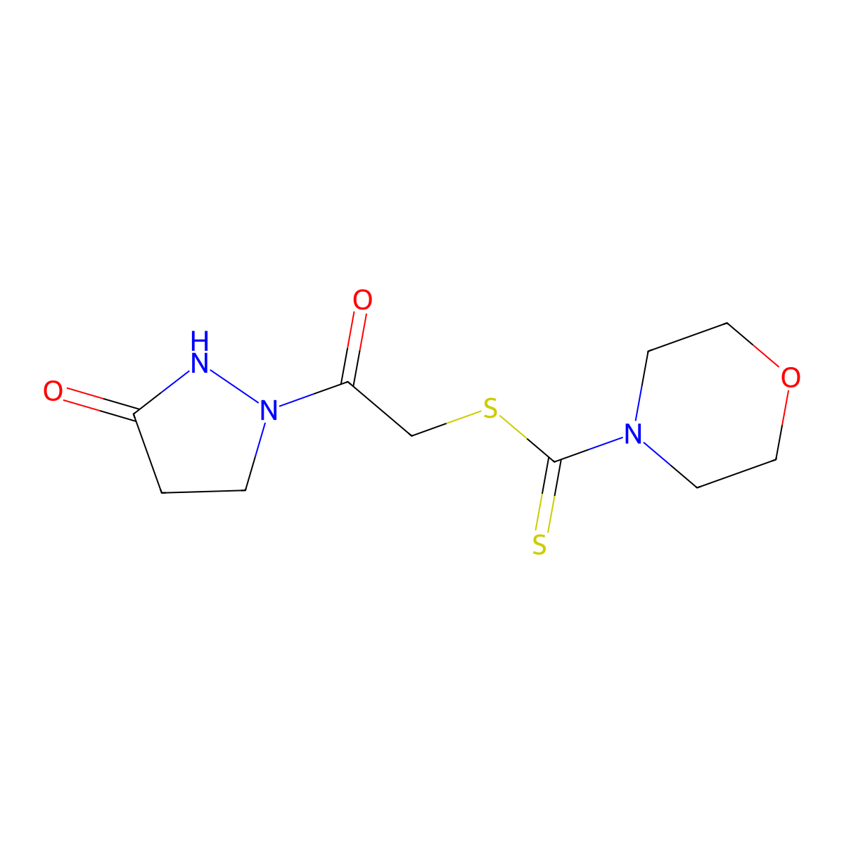 2-oxo-2-(3-oxotetrahydro-1H-pyrazol-1-yl)ethyl 4-morpholinecarbodithioate molecular structure, CAS 338394-08-4